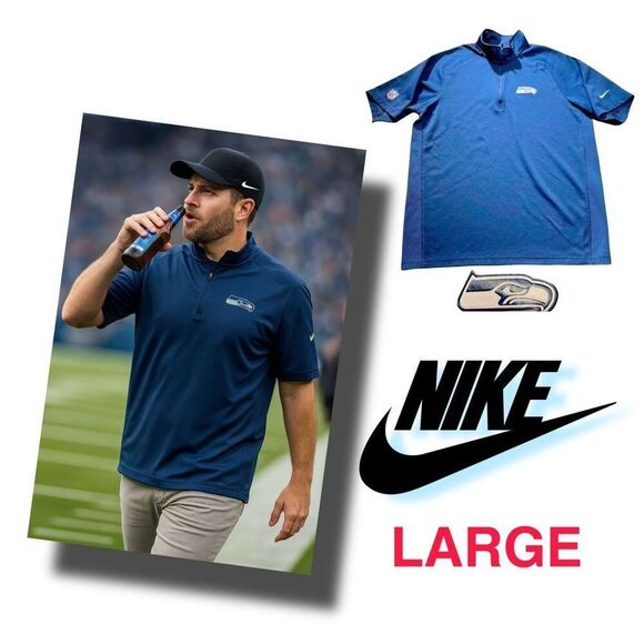 Nike NFL SEATTLE SeaHawks POLO OnField Apparel Large - Picture 1 of 8